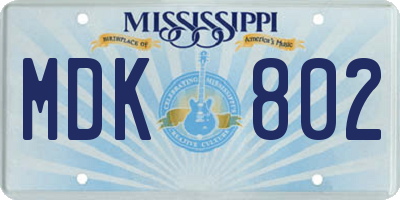 MS license plate MDK802