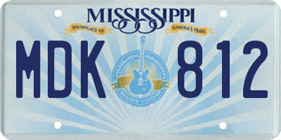 MS license plate MDK812