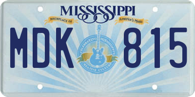 MS license plate MDK815
