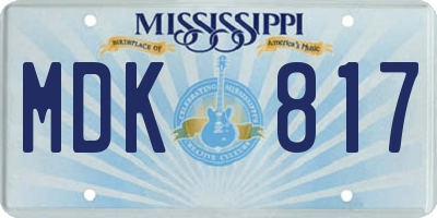 MS license plate MDK817