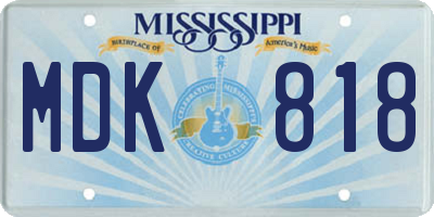 MS license plate MDK818