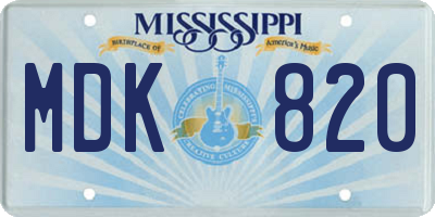 MS license plate MDK820