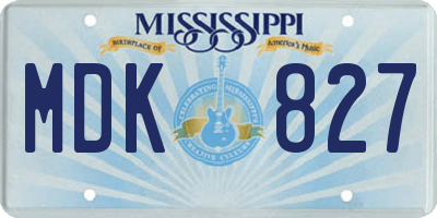 MS license plate MDK827