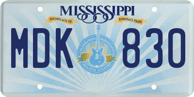 MS license plate MDK830