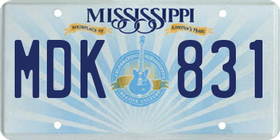 MS license plate MDK831