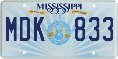 MS license plate MDK833