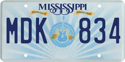 MS license plate MDK834