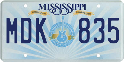 MS license plate MDK835
