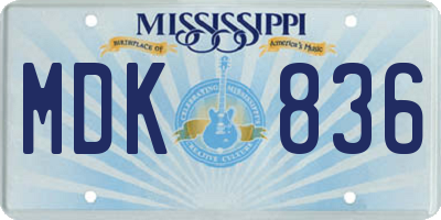 MS license plate MDK836