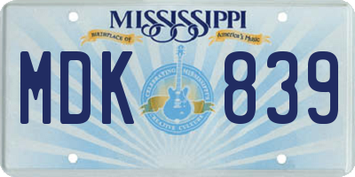 MS license plate MDK839