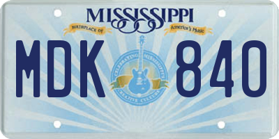 MS license plate MDK840