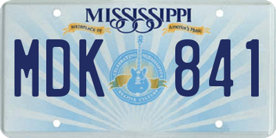 MS license plate MDK841