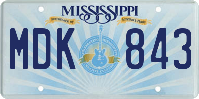 MS license plate MDK843