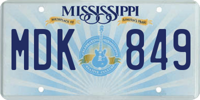 MS license plate MDK849