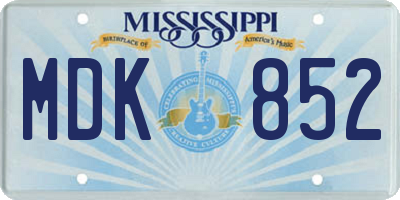 MS license plate MDK852