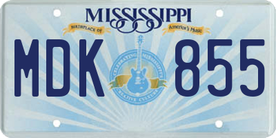 MS license plate MDK855