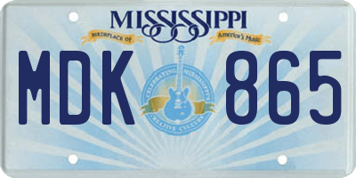MS license plate MDK865