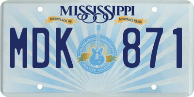 MS license plate MDK871