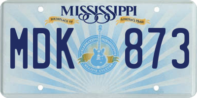 MS license plate MDK873