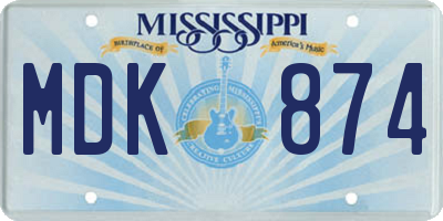 MS license plate MDK874