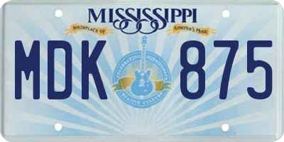 MS license plate MDK875