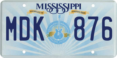 MS license plate MDK876