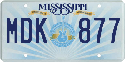 MS license plate MDK877