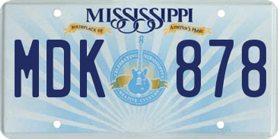 MS license plate MDK878