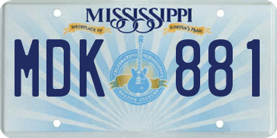 MS license plate MDK881