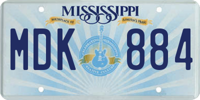 MS license plate MDK884