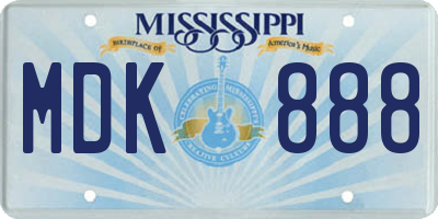 MS license plate MDK888