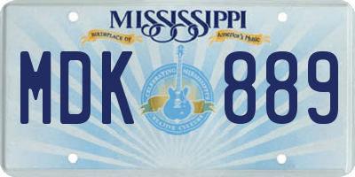 MS license plate MDK889