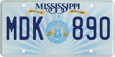 MS license plate MDK890