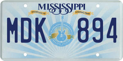 MS license plate MDK894