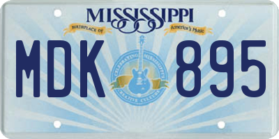 MS license plate MDK895