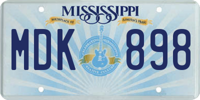 MS license plate MDK898