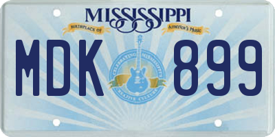 MS license plate MDK899
