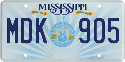 MS license plate MDK905