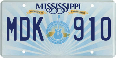 MS license plate MDK910