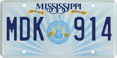 MS license plate MDK914