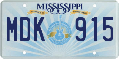 MS license plate MDK915