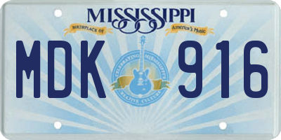 MS license plate MDK916