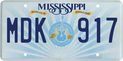 MS license plate MDK917