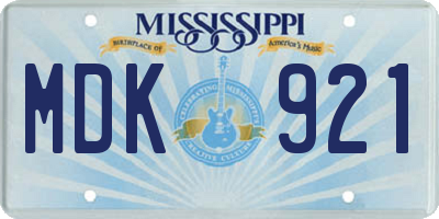 MS license plate MDK921