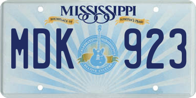 MS license plate MDK923