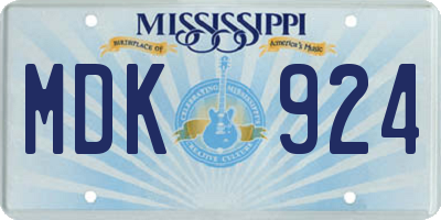 MS license plate MDK924