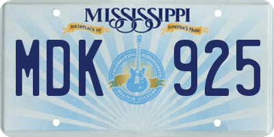MS license plate MDK925