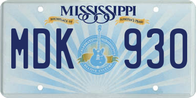 MS license plate MDK930