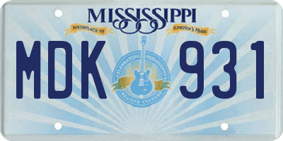MS license plate MDK931
