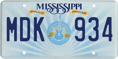 MS license plate MDK934